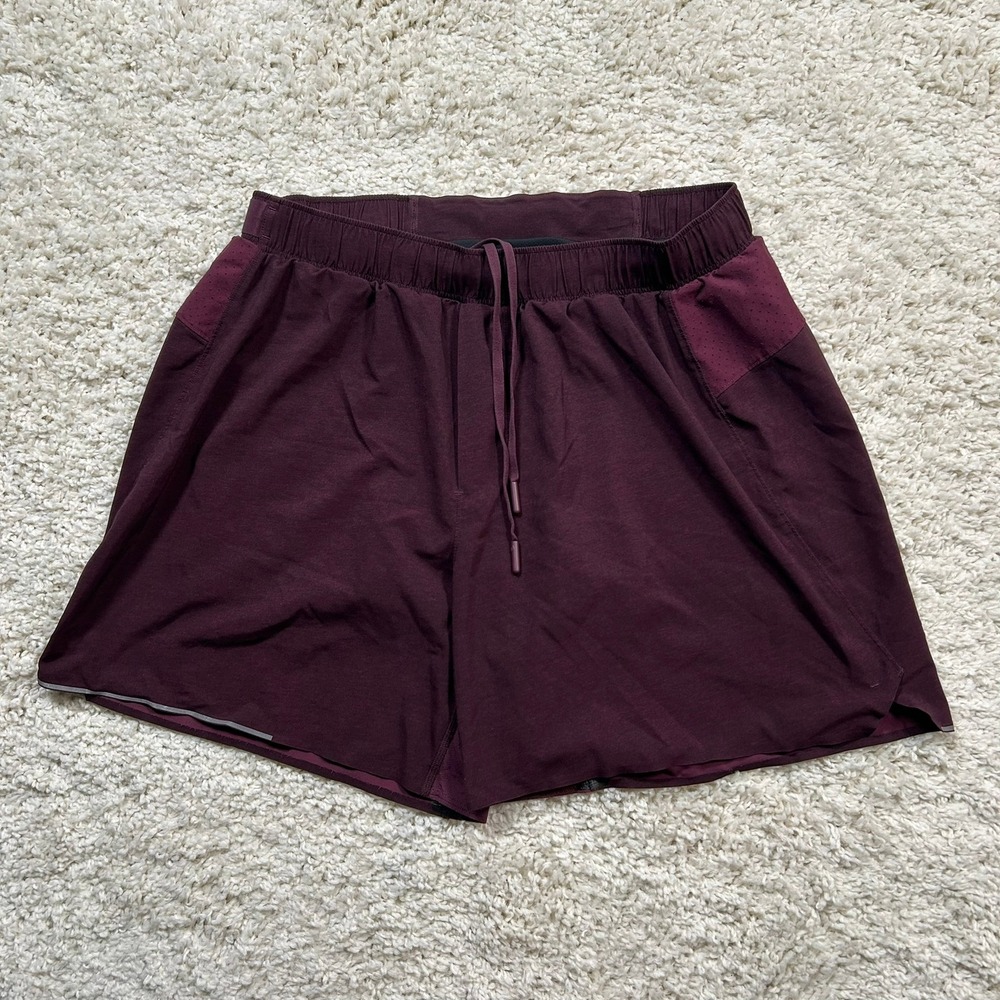 Lululemon Surge Shorts Large Burgundy 5" Lined Running Athletic Workout